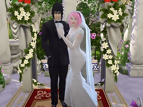 小樱的婚礼 第一部分 火影忍者变态 寝取妻子扮成新娘 被骗的丈夫戴绿帽 动漫