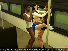 模拟人生4，日本女大学生在公交车上被无情地摸索和操弄