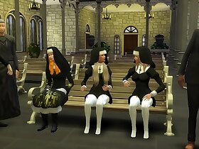 牧师利用寺庙里的新信徒进行性交 3D 色情无尽